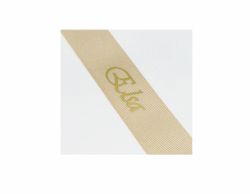 Beige napphållare med gammelrosa rosett - guld