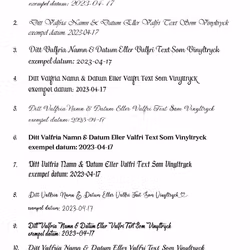 Vinyltryck EGEN TEXT - storlek efter önskad längd