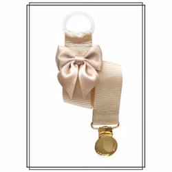 Beige napphållare med rosett - guld