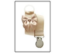 Beige napphållare med rosett - silver