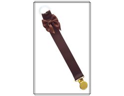 Brun napphållare med chokladbrun rosett - guld