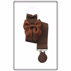 Brun napphållare med chokladbrun rosett - brunt clip
