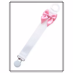 Vit napphållare med rosa rosett