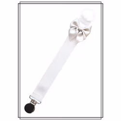 Vit napphållare med ljusgrå rosett - silver