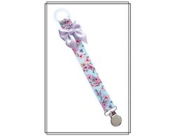 Napphållare med blommor och ljuslila rosett - silver