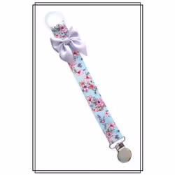 Napphållare med blommor och ljuslila rosett - silver
