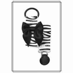 Napphållare zebra med svart rosett - svart clip