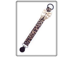 Leopard napphållare med champagnefärgad rosett - svart clip