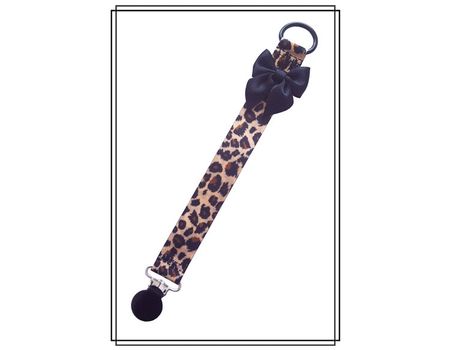Leopard napphållare med svart rosett - svart clip