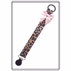 Leopard napphållare med blekrosa rosett - svart clip