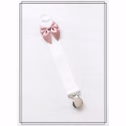 Vit napphållare med gammellila rosett - silver