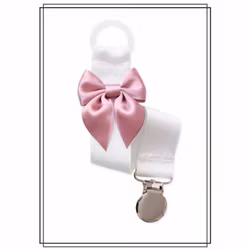 Vit napphållare med gammellila rosett - silver