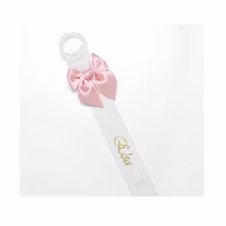 Vit napphållare med blekrosa rosett