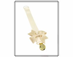 Gräddvit napphållare med beige Gerda-rosett