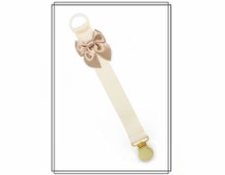 Gräddvit napphållare med beige rosett - guld