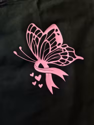 Tygkasse "Fjäril med rosa band" svart