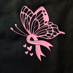 Tygkasse "Fjäril med rosa band" svart