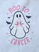 Tygkasse "BOO TO CANCER" med rosa bandet - vit
