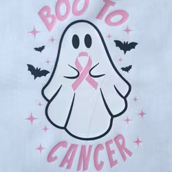 Tygkasse "BOO TO CANCER" med rosa bandet - vit