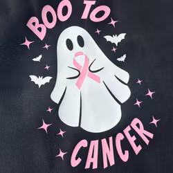 Tygkasse "BOO TO CANCER" med rosa bandet - svart