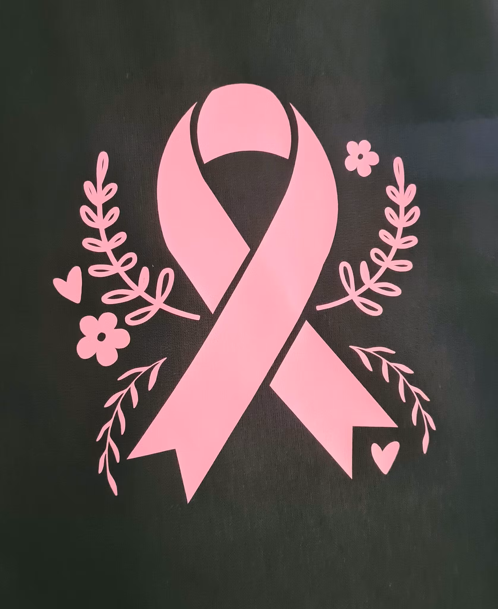 Tygkasse "Rosa bandet med blommor" - svart