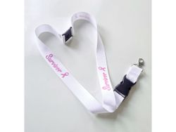 Nyckelband "Survivor" rosa bandet - vitt