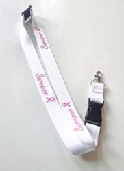 Nyckelband "Survivor" rosa bandet - vitt