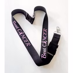 Nyckelband "Beat CANCER" rosa bandet - svart