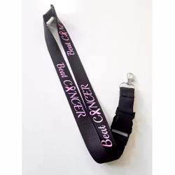 Nyckelband "Beat CANCER" rosa bandet - svart