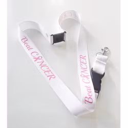 Nyckelband "Beat CANCER" rosa bandet - vitt