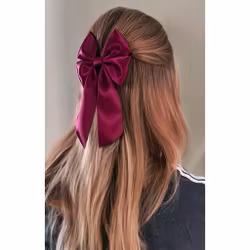 Vera med hängande band - VINRÖD - jumbo hårrosett