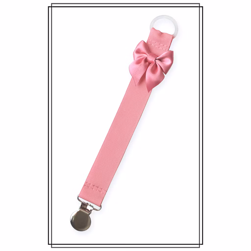 Rosa napphållare med rosa rosett - silver