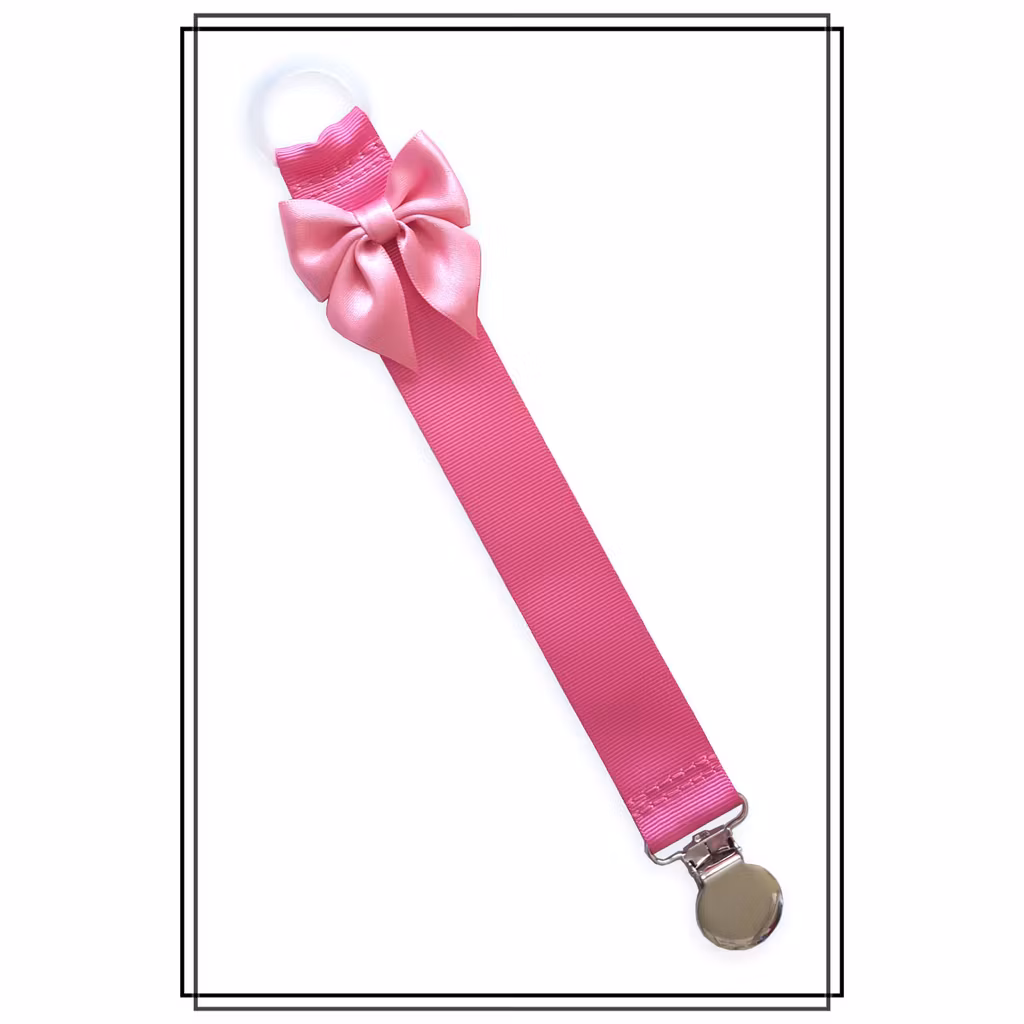 Cerise napphållare med rosa rosett - silver