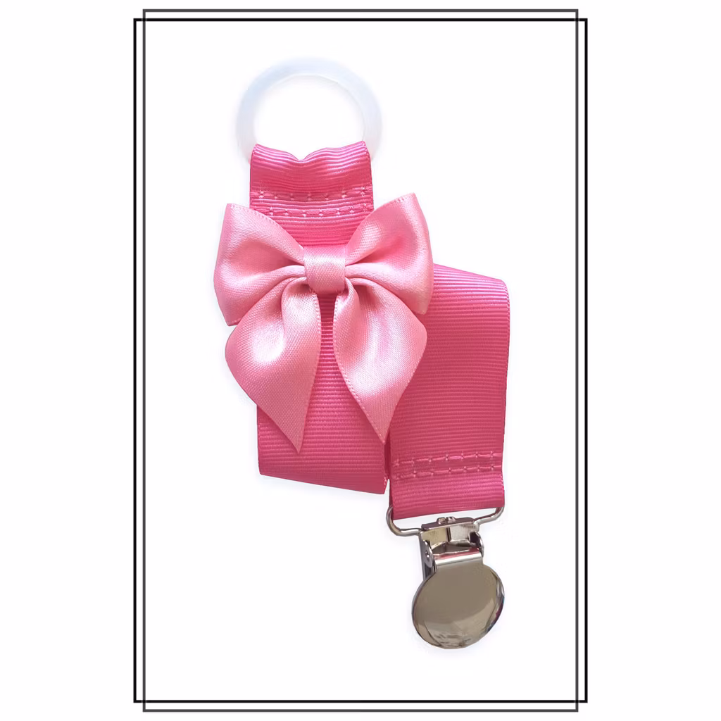 Cerise napphållare med rosa rosett - silver