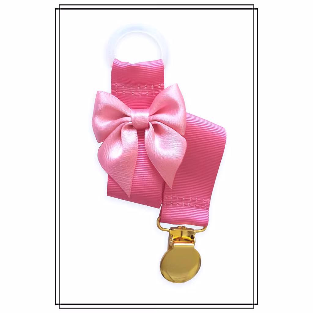 Cerise napphållare med rosa rosett - guld