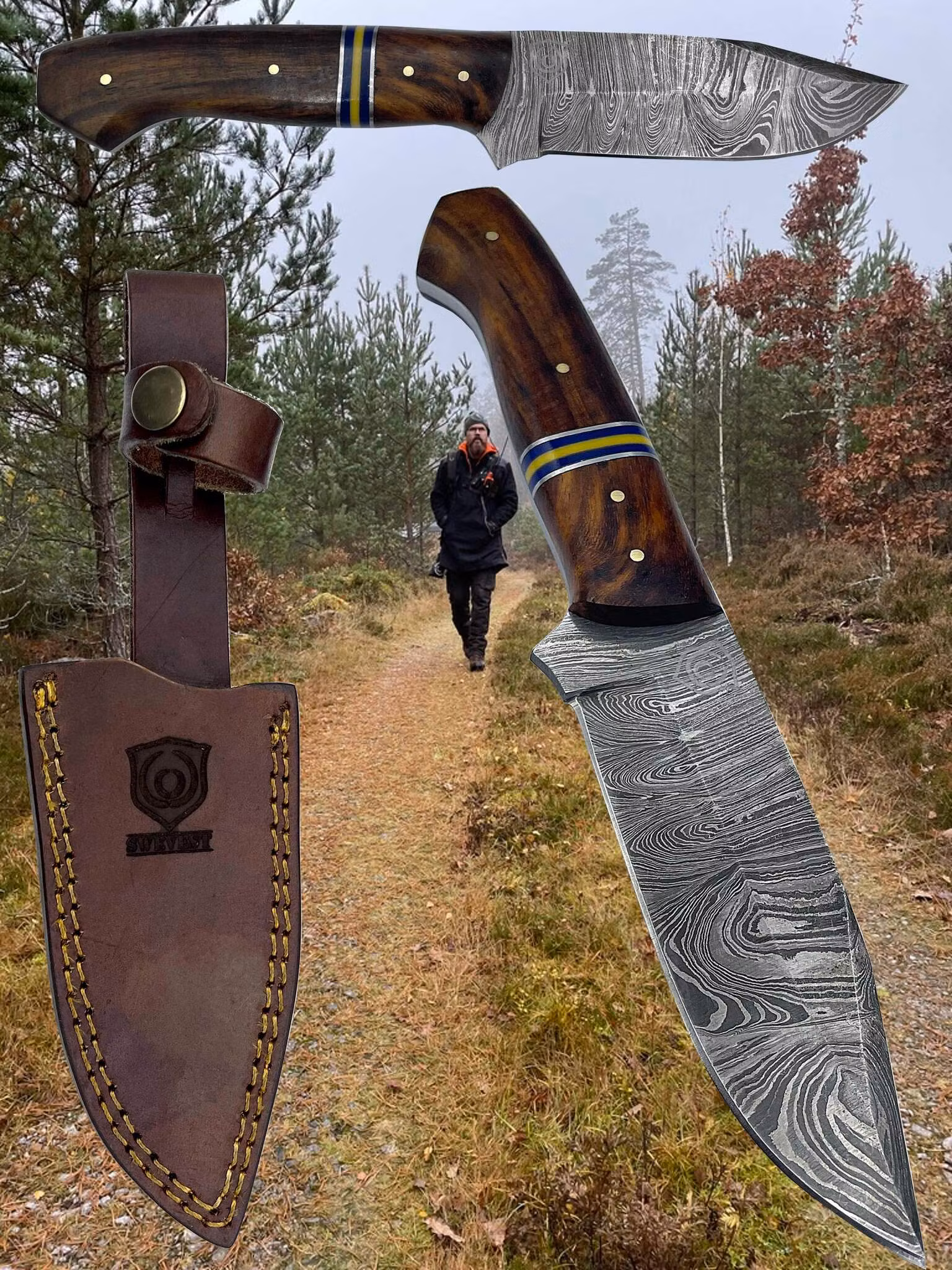 Jaktkniv Oscar Damaskerat stål