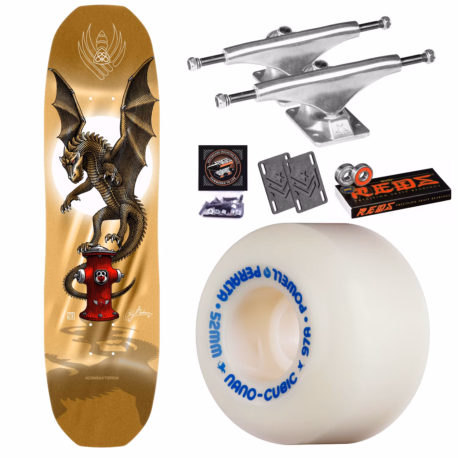 Complete Skateboard Powell Peralta Andy Anderson Hydrant Gold Foil parts - Nordic Skateboard Supply