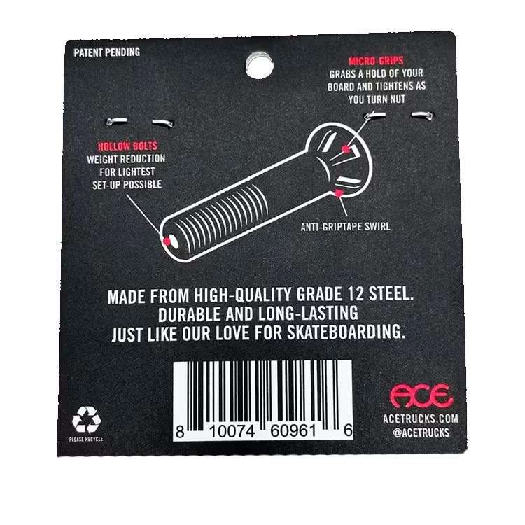 ACE Hollw Bolts Grippers 1 1/4 inch packaging – Nordic Skateboard Supply