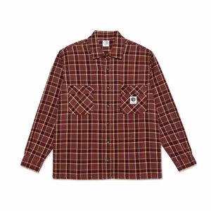 Polar Skate Co Mike LS Shirt Flannel (Oxblood Check)
