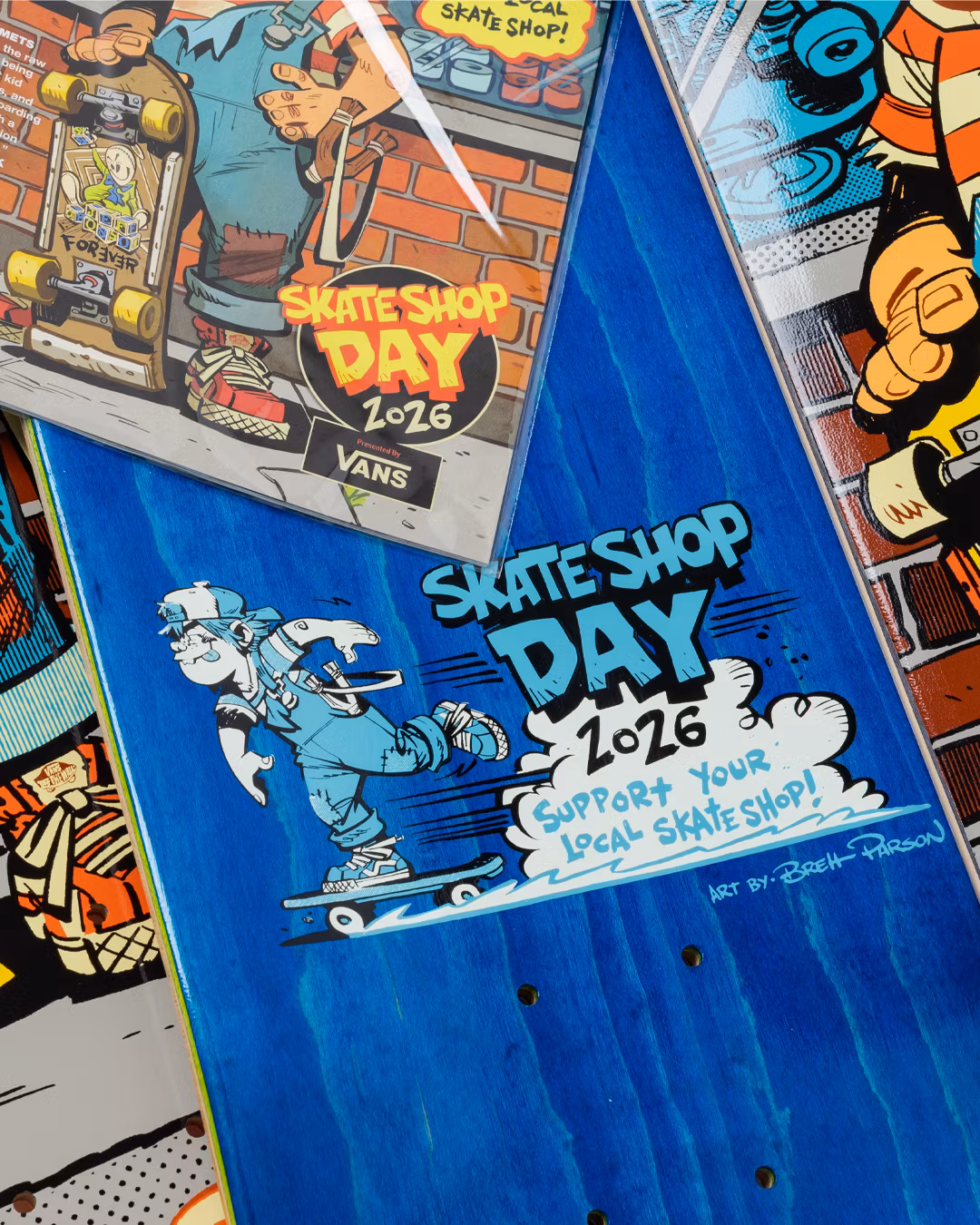 Skateshop Day Shopkeeper Deck 8.5 comic top graphic – Nordic Skateboard Supply