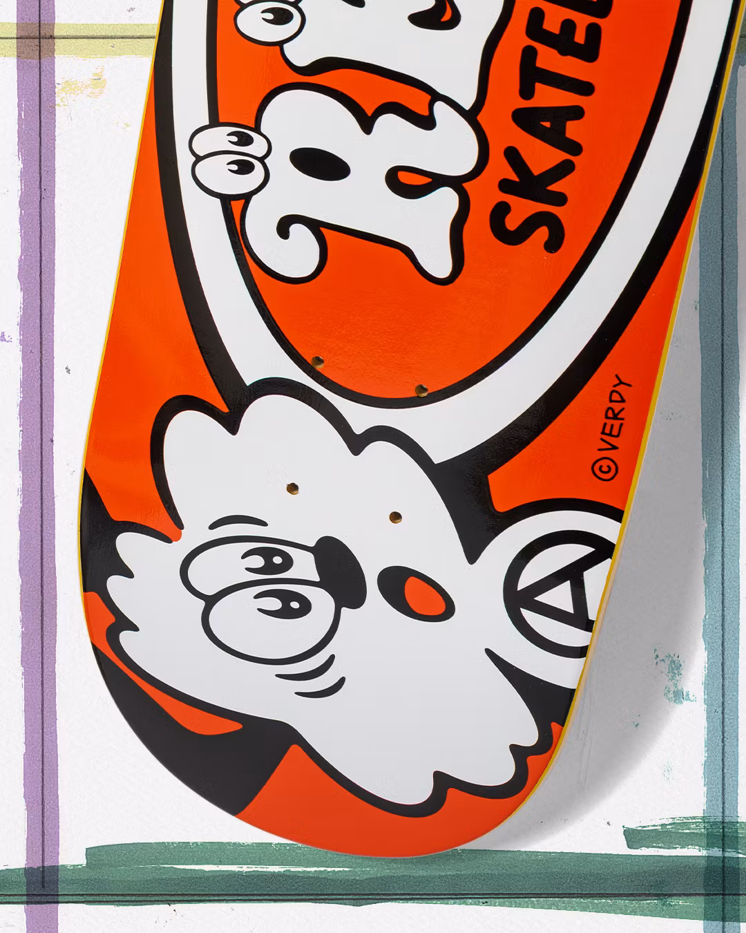 Real Skateoards Skateshop Day Verdy Oval 8.38 close up – Nordic Skateboard Supply