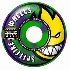 Spitfire Wheels Formula Four Radial Full 56mm 99a Neon Green Purple Swirl