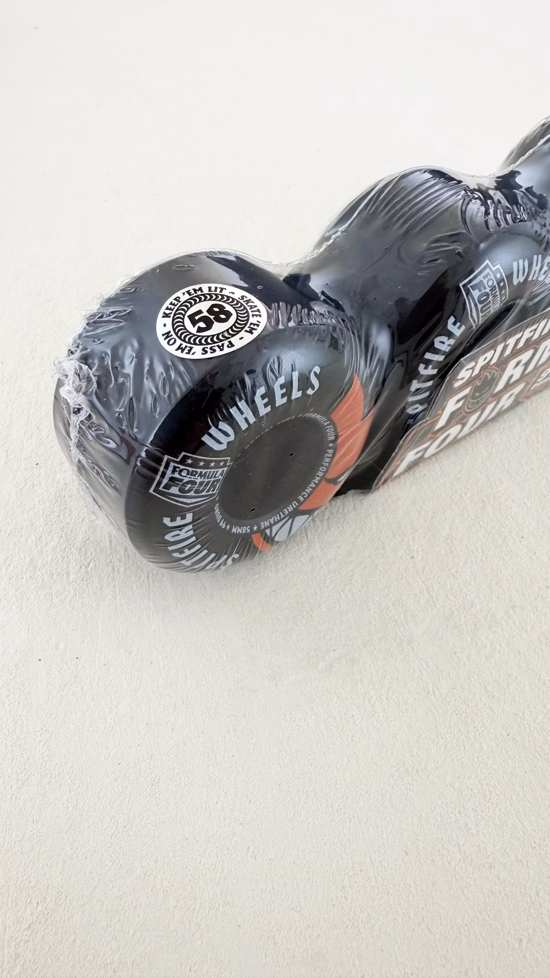 Spitfire Wheels Formula Four Radial Full Skateboard Wheels 99a 58mm Black angle – Nordic Skateboard Supply