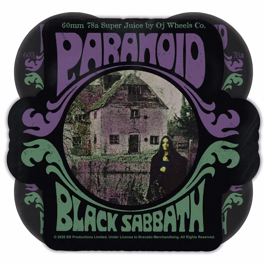 OJ Wheels Super Juice Cruiser Skateboard Wheels Black Sabbath Paranoid 78a 60mm Black packaging – Nordic Skateboard Supply