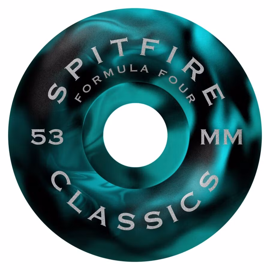 Spitfire Wheels Formula Four Classic Skateboard Wheels 99a 53mm Teal Black Swirl – Nordic Skateboard Supply