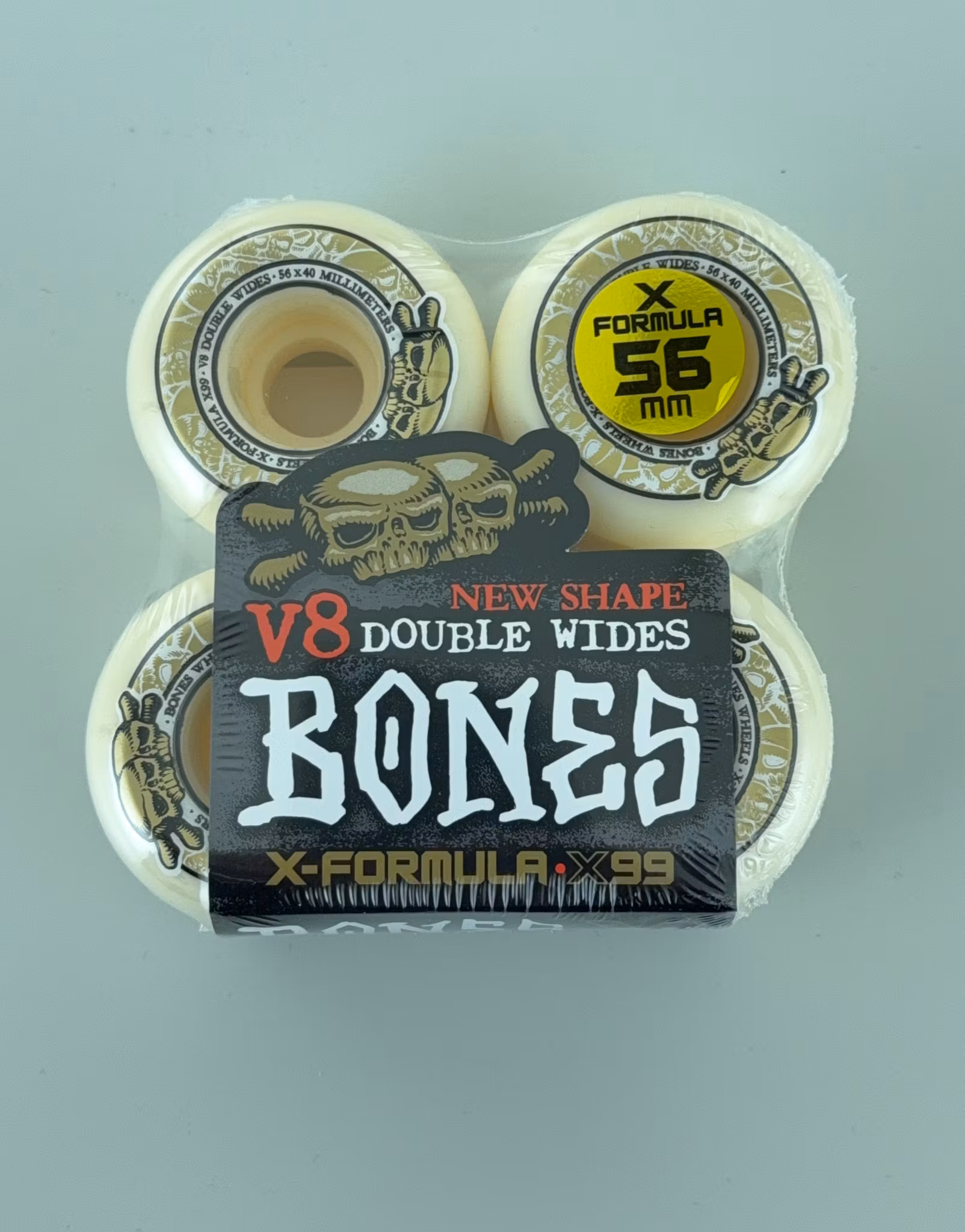 Bones Wheels X Formula Double Wides V8 Skateboard Wheels 99a 56mm packaging – Nordic Skateboard Supply