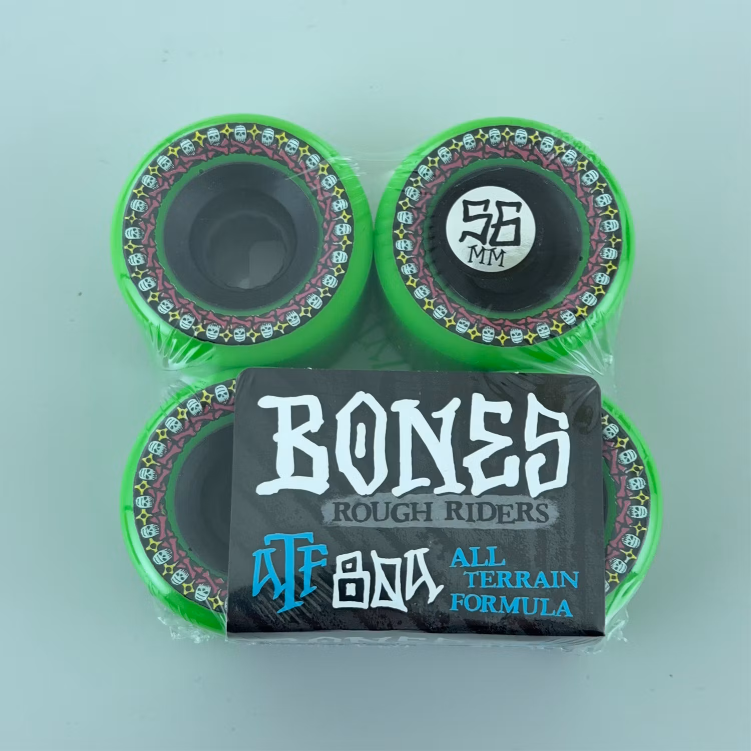 Bones ATF All Terrain Formula Eternal Flame Rough Riders Skateboard Wheels 80a 56mm green packaging – Nordic Skateboard Supply