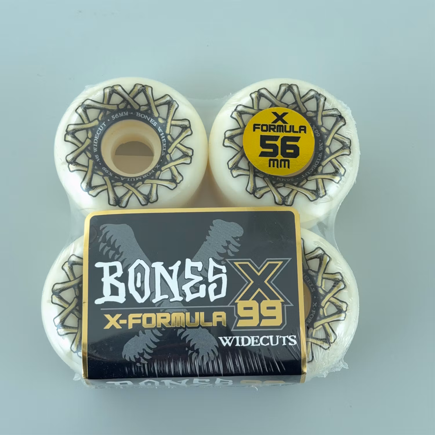 Bones X Formula XF V6 Widecut Skateboard Wheels White 99a 56mm packaging – Nordic Skateboard Supply
