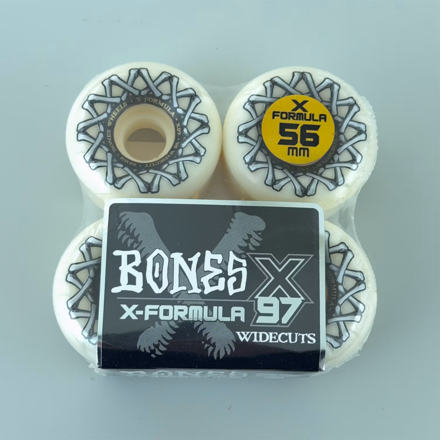 Bones X Formula XF V6 Widecut Skateboard Wheels White 97a 56mm packaging – Nordic Skateboard Supply