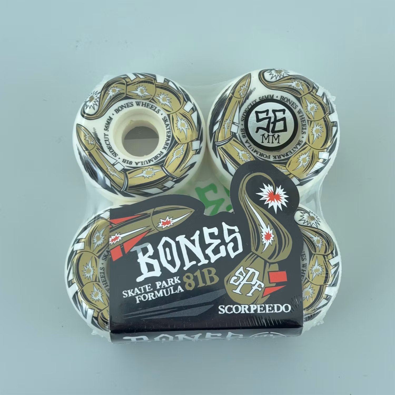 Bones SPF Skateperk Formula Scorpeedo P5 sidecut Skateboard Wheels 81b 56mm packaging – Nordic Skateboard Supply